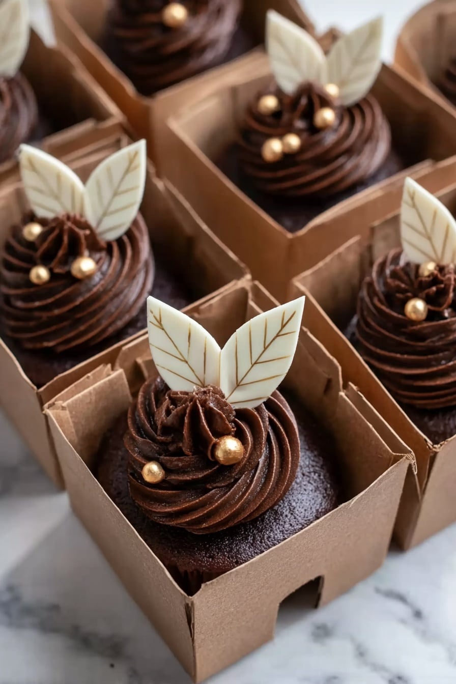 Autumn Chocolate Cupcakes with Gold Decorations Recipe