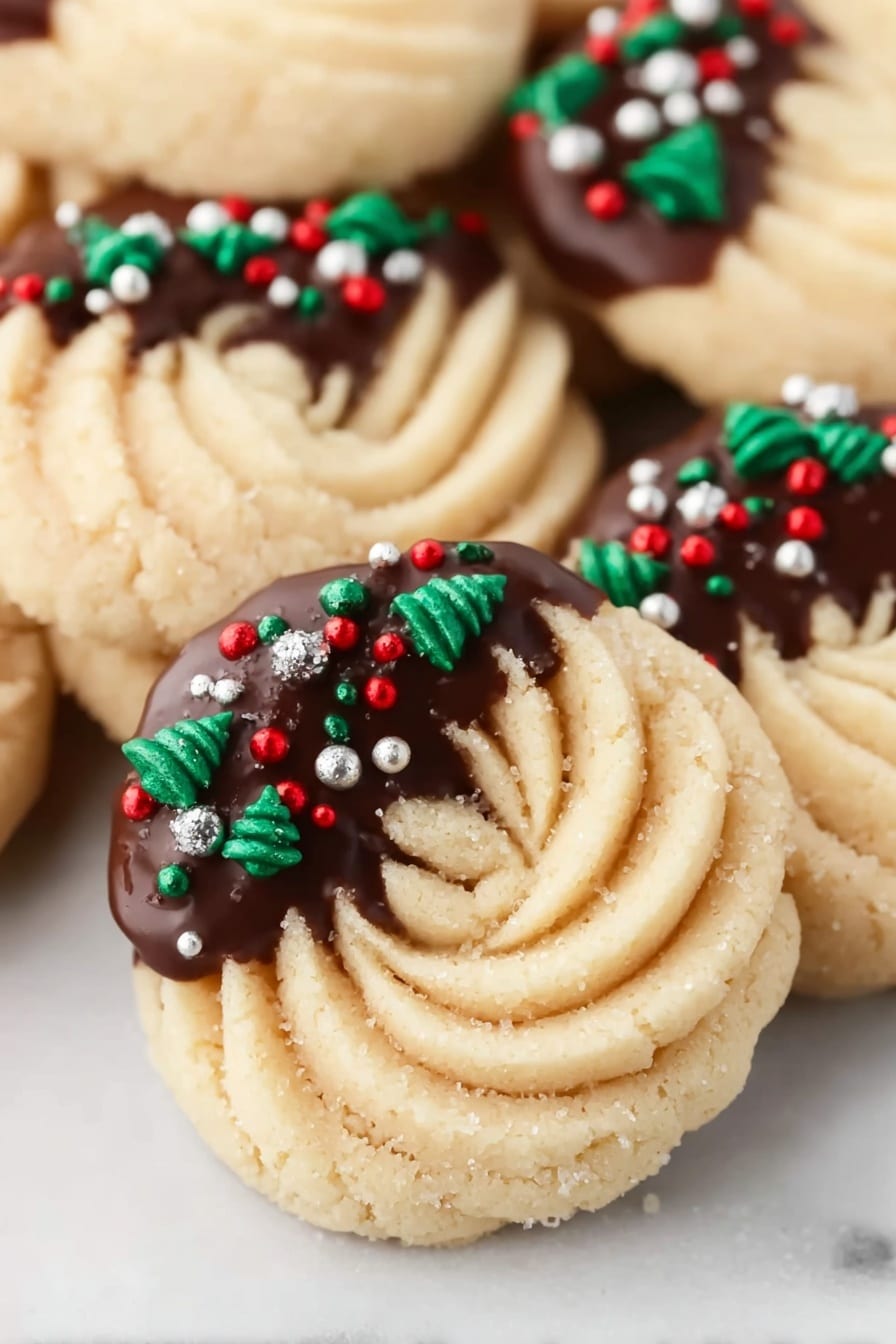 Chocolate-Dipped Butter Swirl Cookies Recipe
