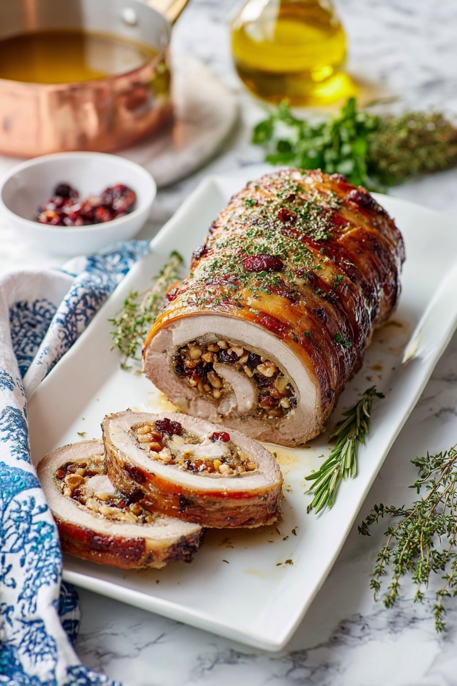 Apple Bacon Stuffed Pork Loin Roll Recipe