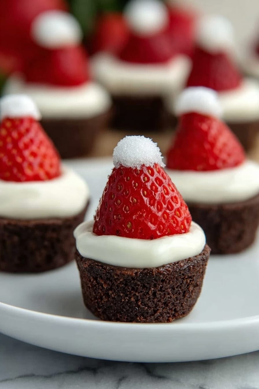 Santa Hat Brownies with Strawberries Recipe