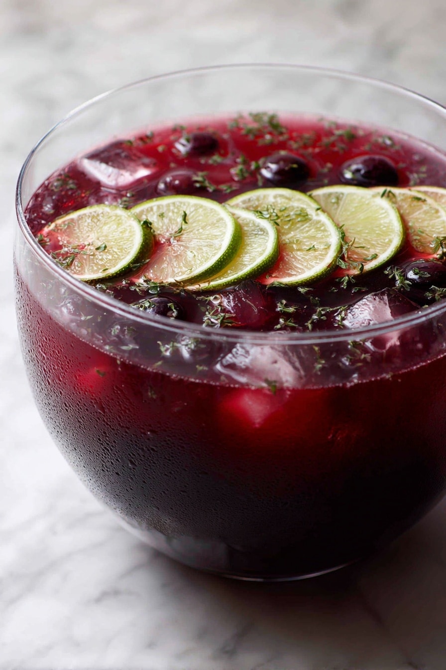 Festive Cranberry Ginger Punch Recipe 8 The image shows four glasses filled with a pink drink, each glass clear and patterned with a textured design. Inside each glass, there are several red cranberries and a thin green lime slice placed near the edges. One glass includes crushed ice with a cinnamon stick and a star anise on top, while the others have similar cranberry and lime toppings with cinnamon sticks. The glasses are placed on a white marbled surface, with some green herbs and a small green pine tree decoration nearby, adding a festive feel. Photo taken with an iphone --ar 2:3 --v 7 - Festive Cranberry Ginger Punch, holiday punch, Christmas party drinks, easy holiday beverage, cranberry ginger punch recipe