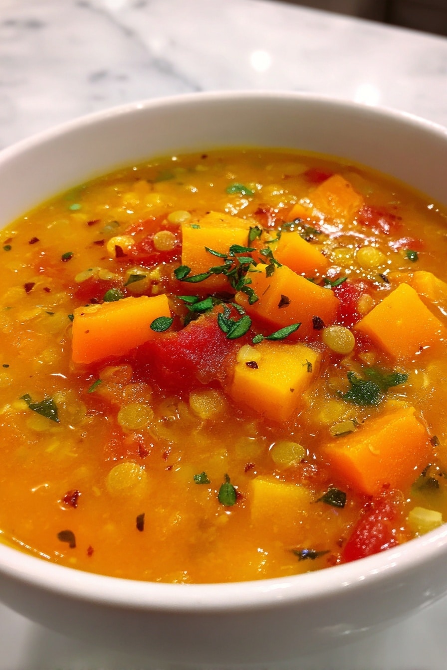 Red Lentil Soup with Veggies and Herbs Recipe 8 Red Lentil Soup with Veggies and Herbs Recipe - Serving