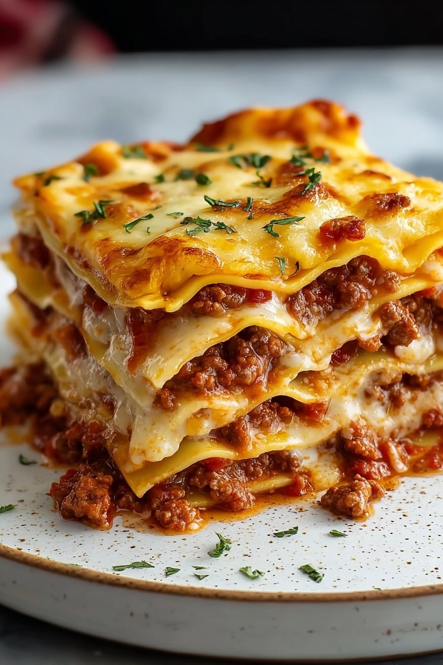 Parmesan Garlic Bacon Cheeseburger Lasagna Recipe