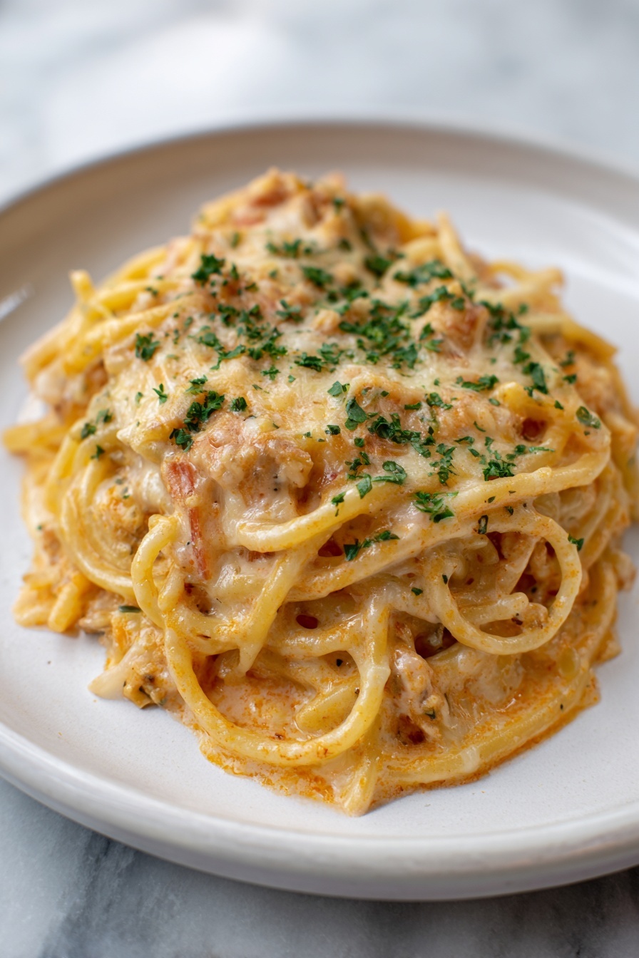 Creamy Chicken Spaghetti Bake Recipe 8 Creamy Chicken Spaghetti Bake Recipe - Serving