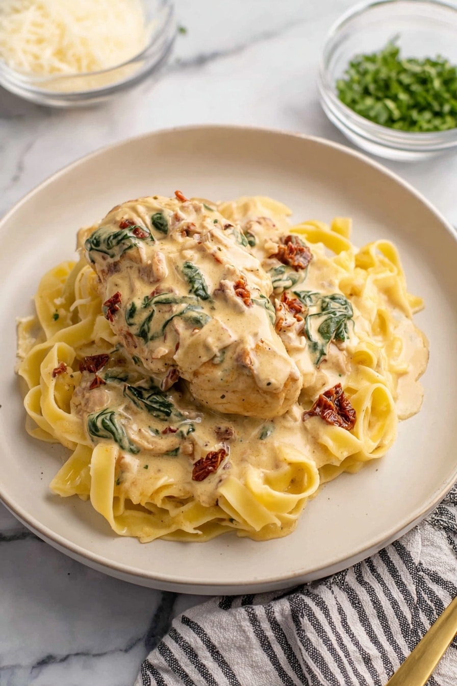 Creamy Crockpot Tuscan Chicken Recipe