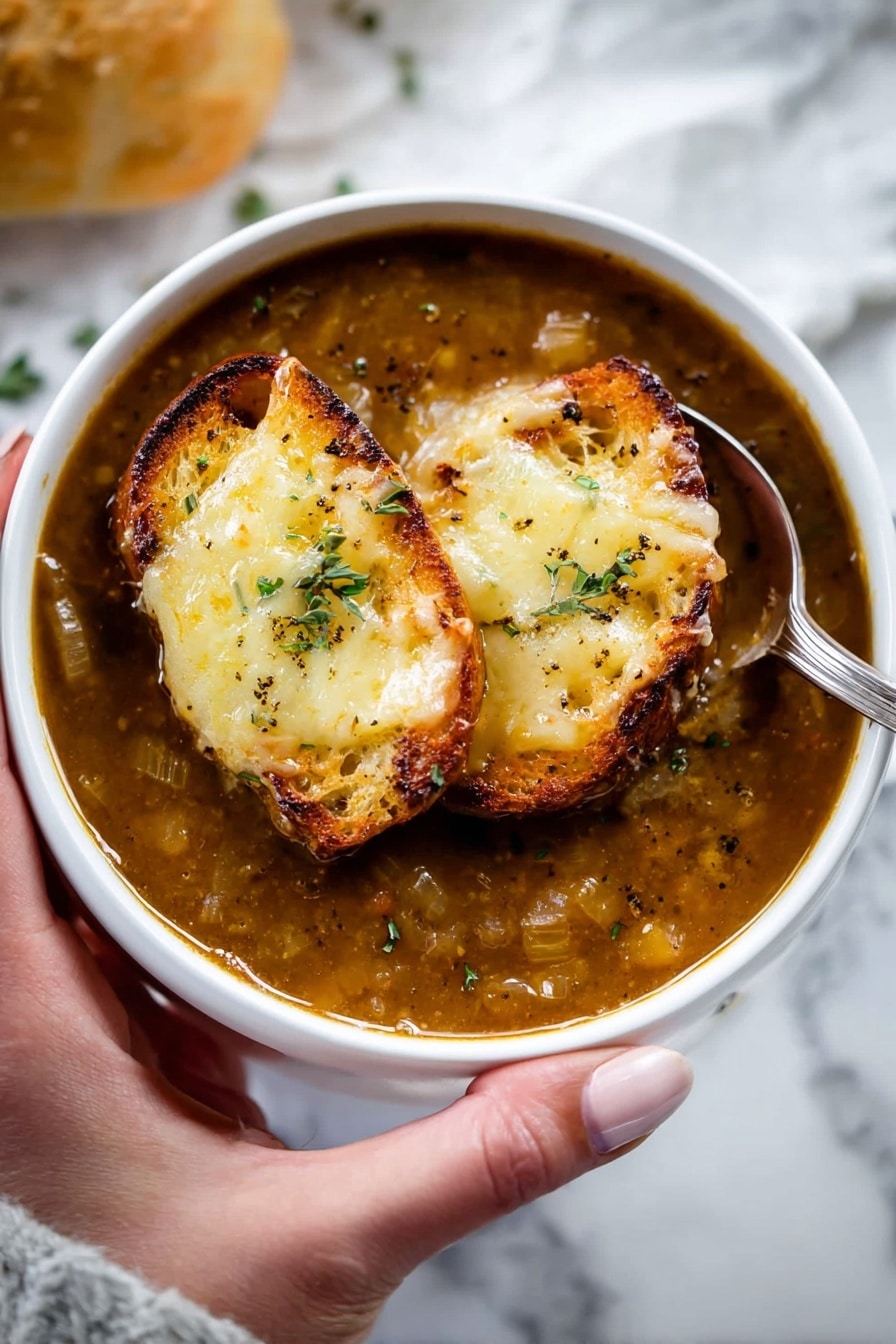 Classic French Onion Soup with Baguette and Gruyere Recipe