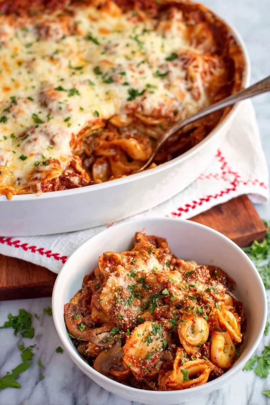 Cheesy Baked Tortellini with Beef Recipe