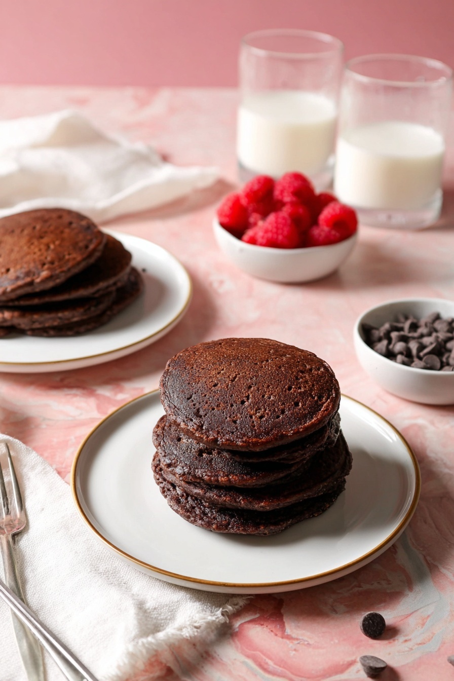Chocolate Pancakes with Melting Chocolate Chips Recipe