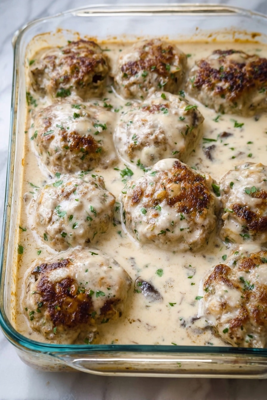 Poor Man's Hamburger Steaks with Creamy Mushroom Gravy Recipe