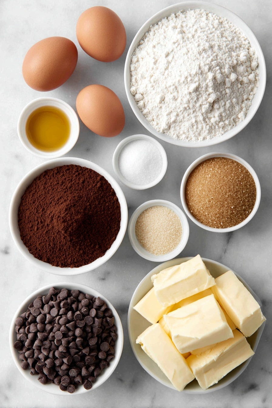 Hot Chocolate Cookie Snacks Recipe 7 Flat lay of a small mound of softened butter, a small white ceramic bowl of white granulated sugar, a small white ceramic bowl of packed brown sugar, two whole uncracked brown eggs with clean shells, a small white ceramic bowl of golden vanilla extract, a small white ceramic bowl of all purpose flour, a small white ceramic bowl filled with rich brown hot cocoa powder, a small white ceramic bowl of fine white salt, a small white ceramic bowl of beige baking soda, a small white ceramic bowl of light brown baking powder, a small white ceramic bowl filled with glossy semi-sweet chocolate chips, a small white ceramic bowl filled with tiny white Mallow Bits mini marshmallows, all perfectly arranged in balanced symmetry on a clean white marble surface, soft natural light, photo taken with an iPhone, professional food photography style, fresh ingredients, white ceramic bowls, no bottles, no duplicates, no utensils, no packaging --ar 2:3 --v 7 --p m7354615311229779997 - Hot Chocolate Cookie Snacks, chocolate cookie recipes, marshmallow cookies, cozy dessert ideas, easy holiday treats