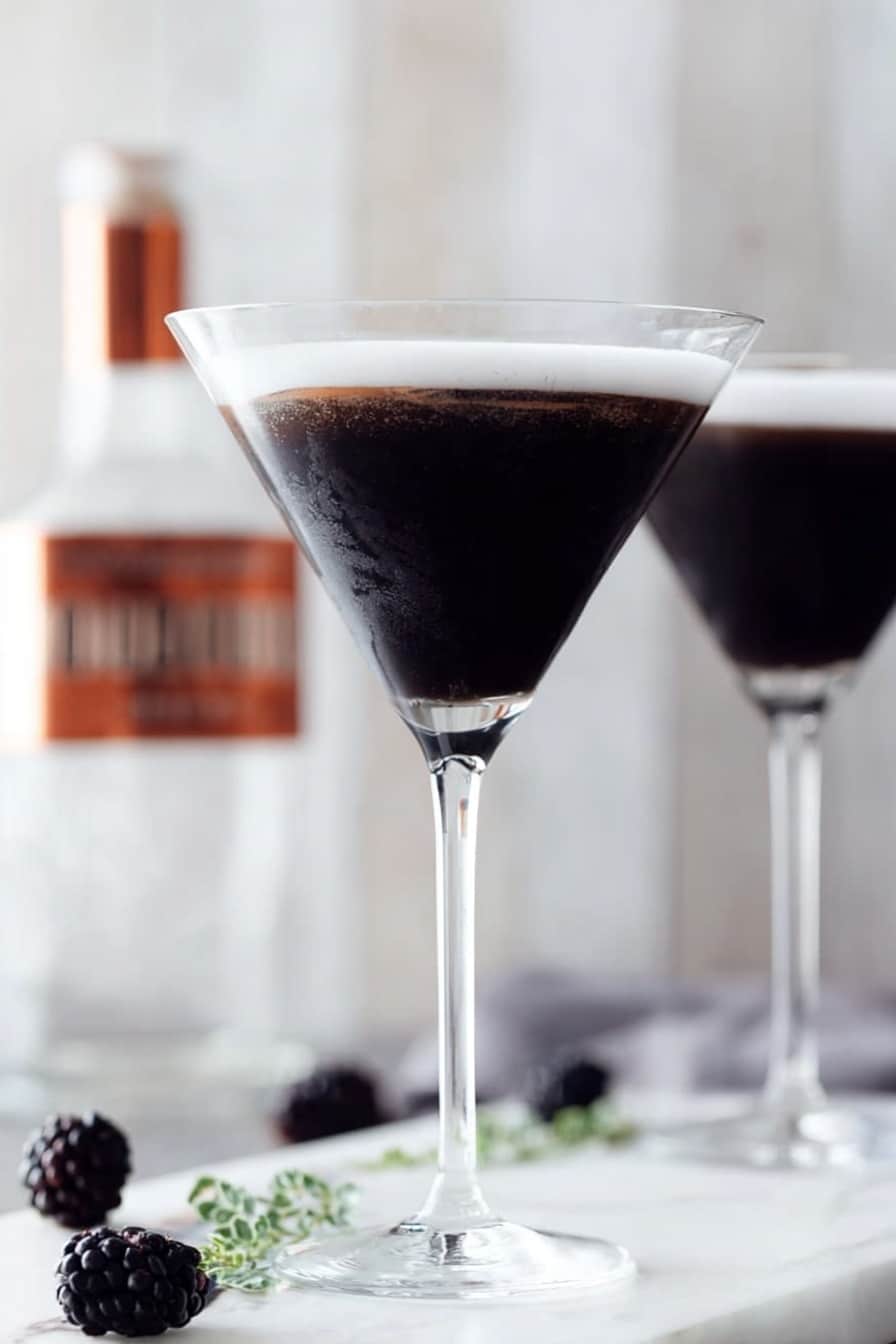 Blackberry Thyme Martini with Dry Ice Recipe