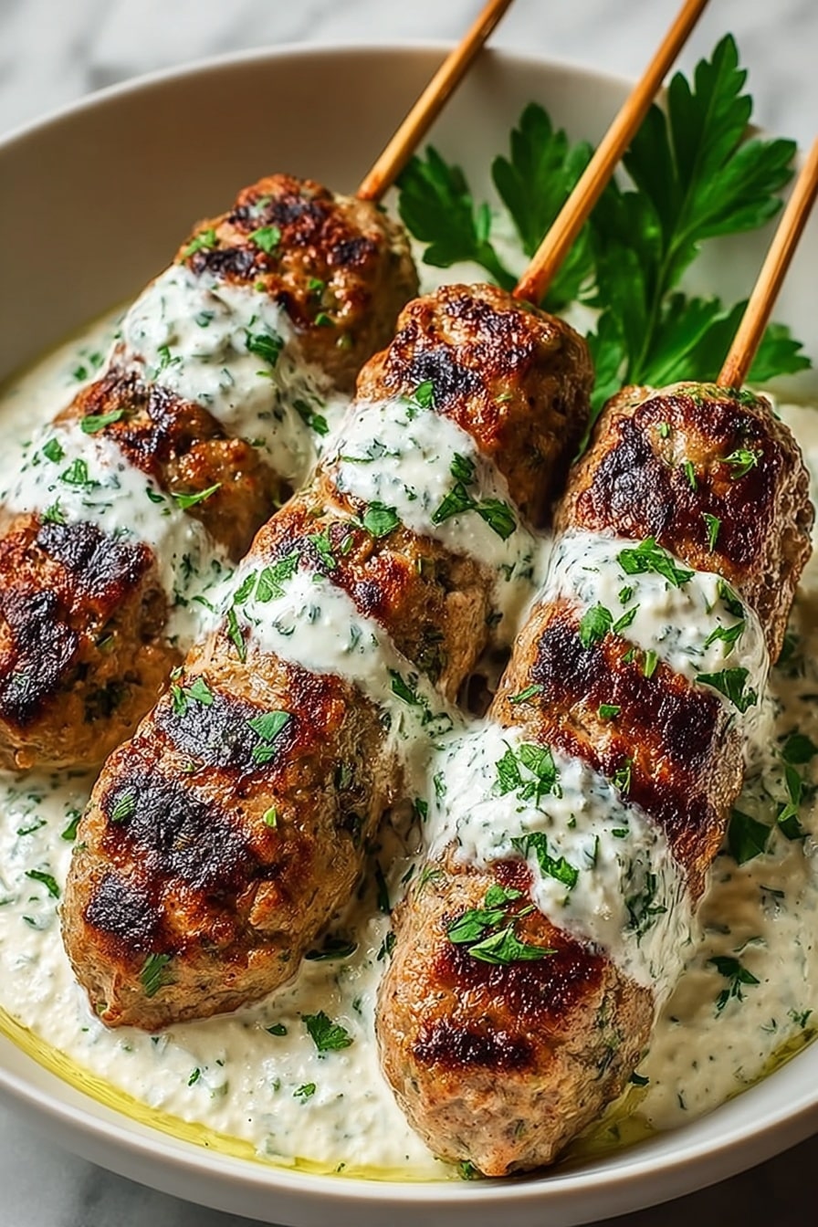 Grilled Chicken Kofta with Garlic Yogurt Sauce Recipe