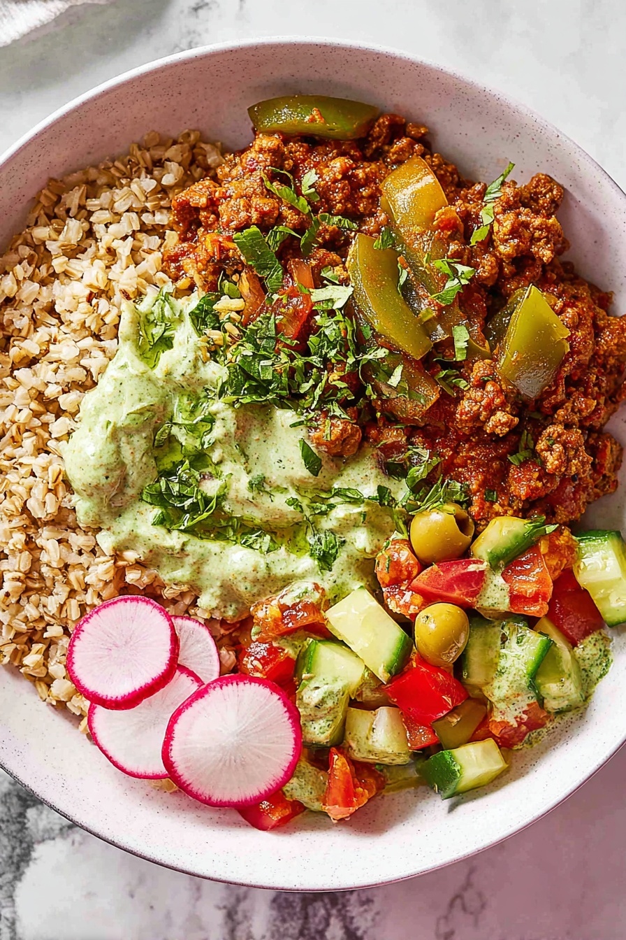 Mediterranean Beef Bowls with Harissa Oil Recipe