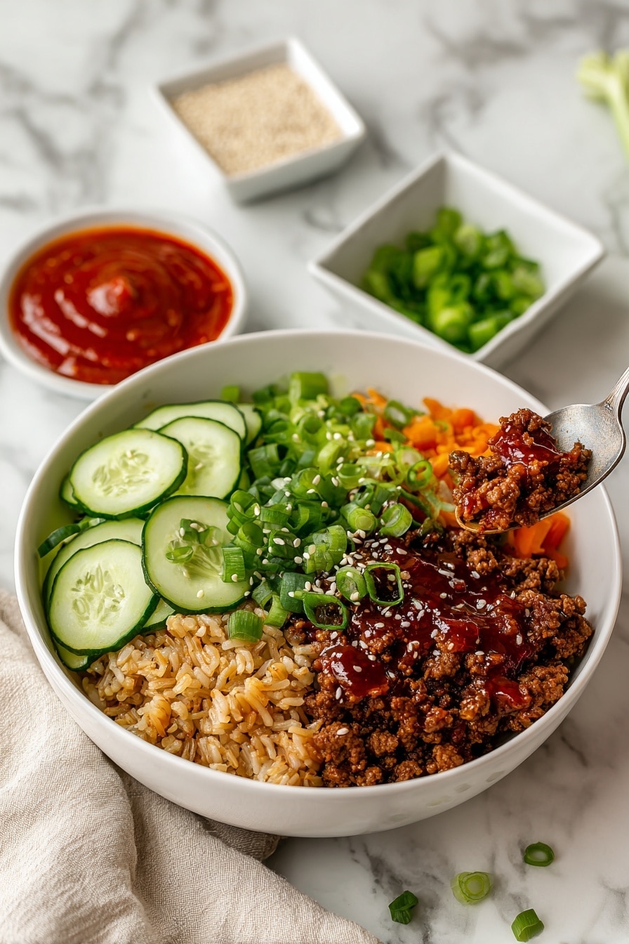 Korean Beef Bowls with Gochujang Recipe 8 Korean Beef Bowls with Gochujang Recipe - Serving