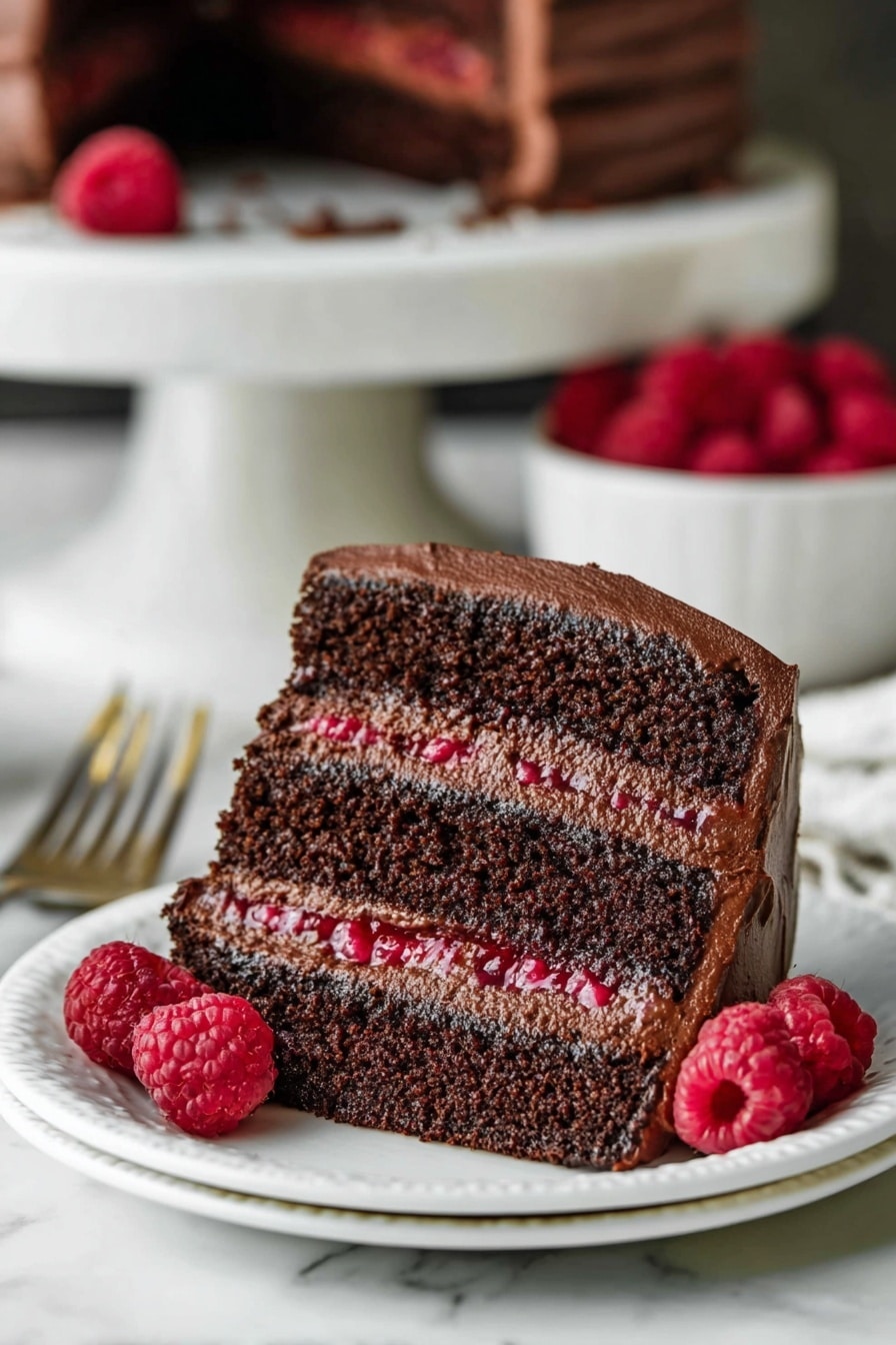 Decadent Chocolate Raspberry Layer Cake Recipe