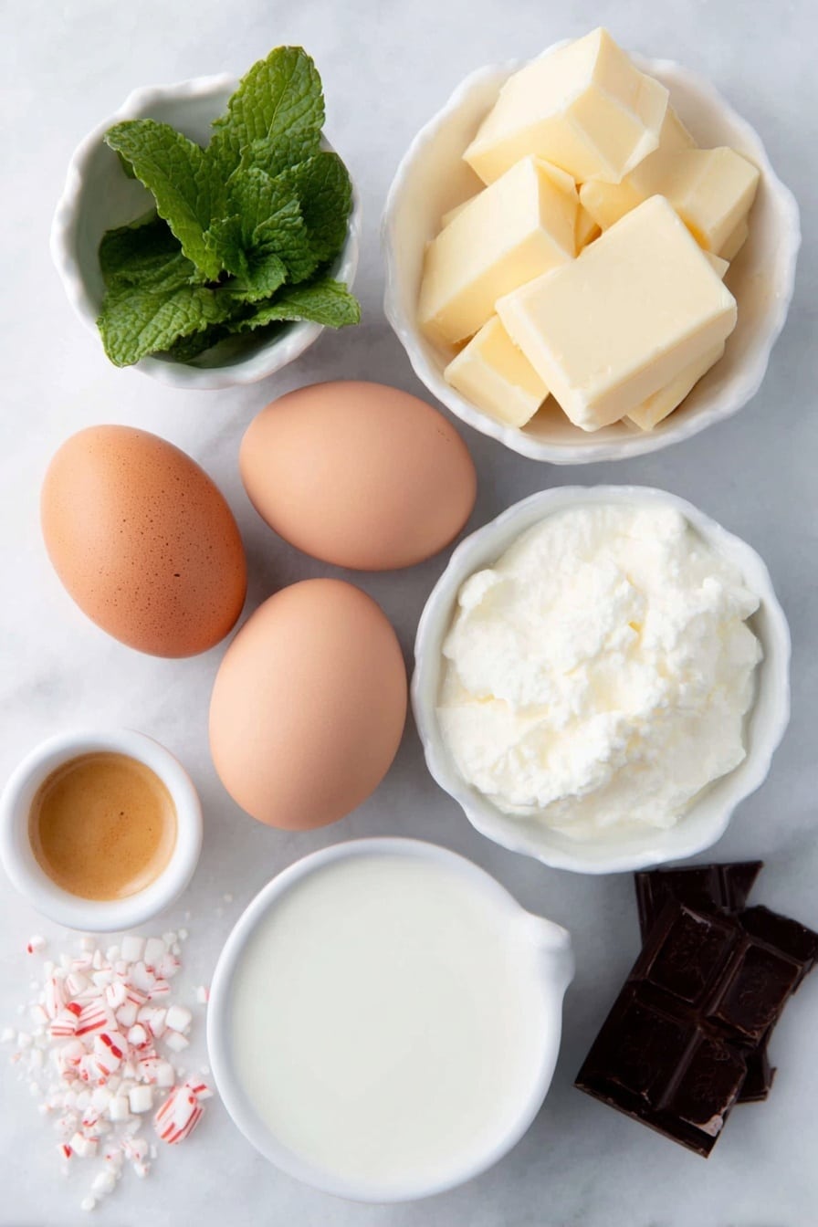 Peppermint White Mocha Recipe 7 Flat lay of fresh whole brown eggs with clean shells, a small white ceramic bowl of smooth white chocolate pieces, a small white ceramic bowl of bright green peppermint leaves, a small white ceramic bowl of golden espresso crema, a small white ceramic bowl of creamy whole milk, and a few crushed red and white peppermint candy pieces, all arranged in perfect symmetry and balanced proportions, placed on a clean white marble surface, soft natural light, photo taken with an iPhone, professional food photography style, fresh ingredients, white ceramic bowls, no bottles, no duplicates, no utensils, no packaging --ar 2:3 --v 7 --p m7354615311229779997 - Peppermint White Mocha, holiday peppermint mocha, festive coffee drinks, peppermint hot chocolate, white chocolate peppermint beverage