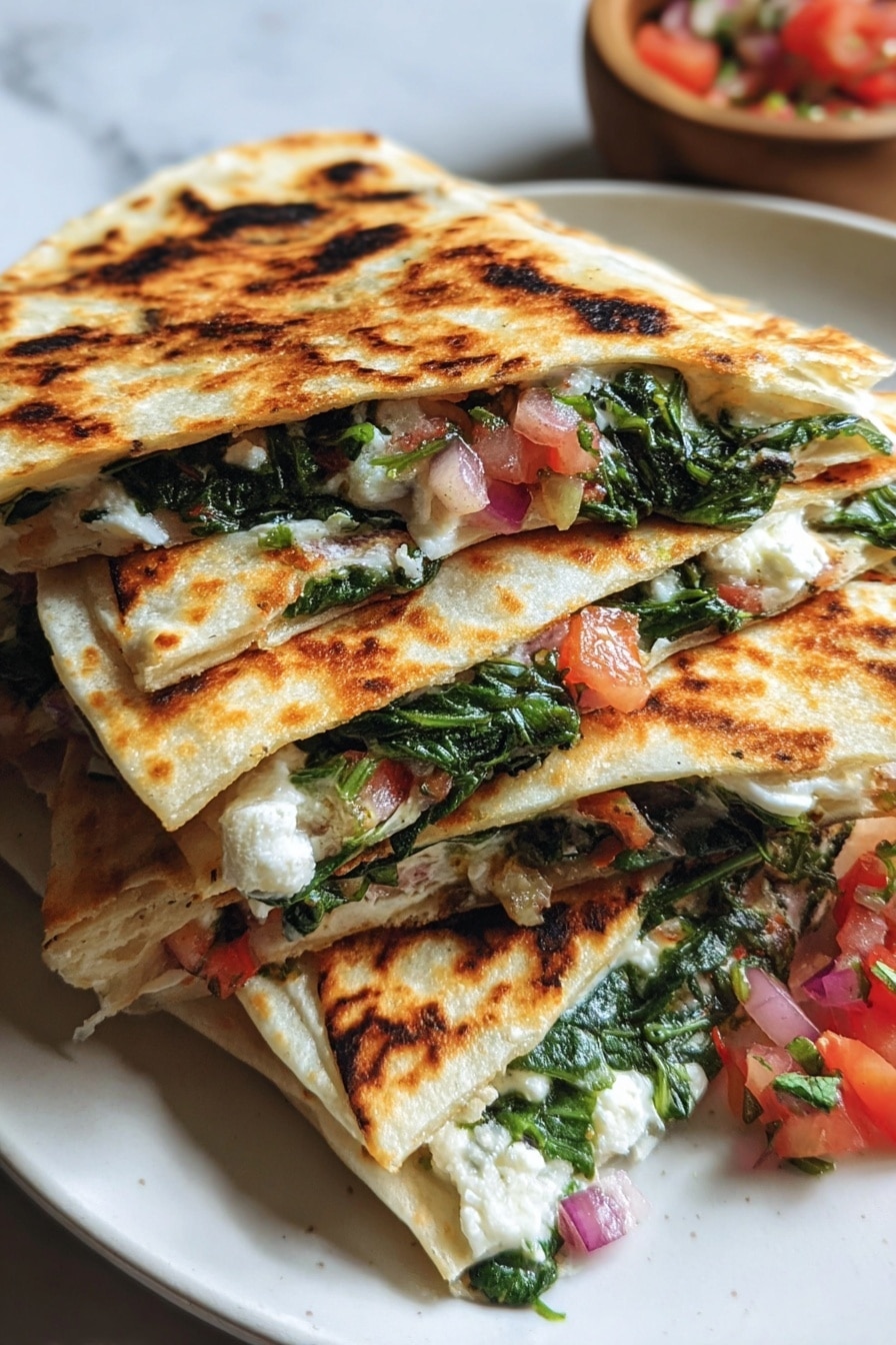 Mediterranean Spinach Feta Quesadillas Recipe