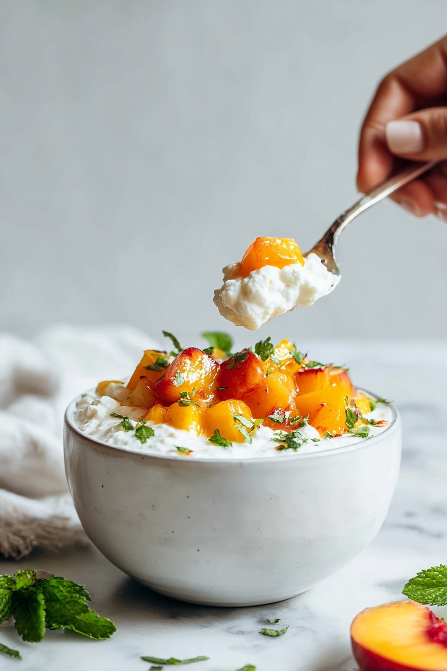 Cottage Cheese with Peaches and Mint Recipe 8 Cottage Cheese with Peaches and Mint Recipe - Serving